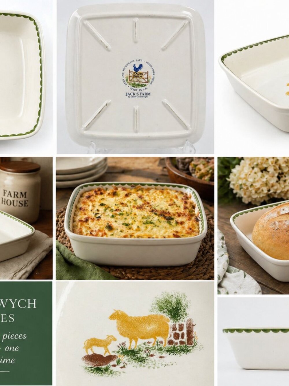 Vintage Jack’s Farm Baking Dish – Sheep Farmhouse Design – Made in UK